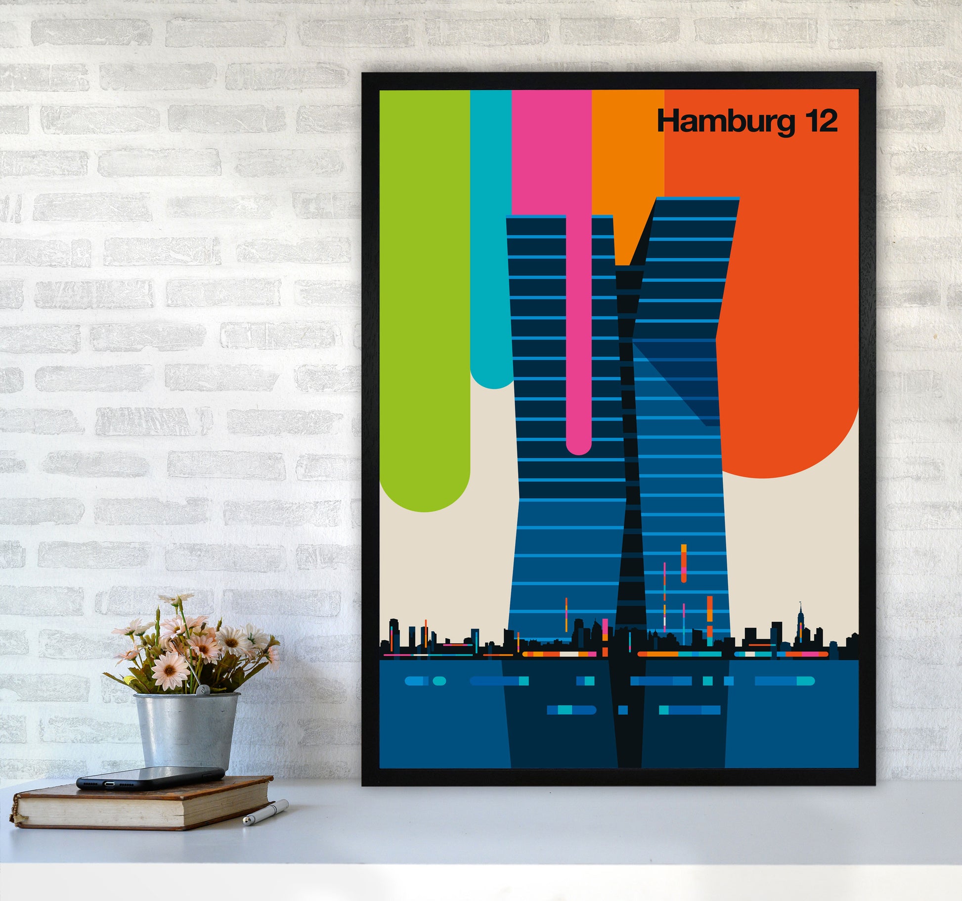 Hamburg 12 Art Print by Bo Lundberg A1 White Frame