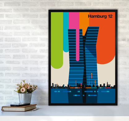Hamburg 12 Art Print by Bo Lundberg A1 White Frame