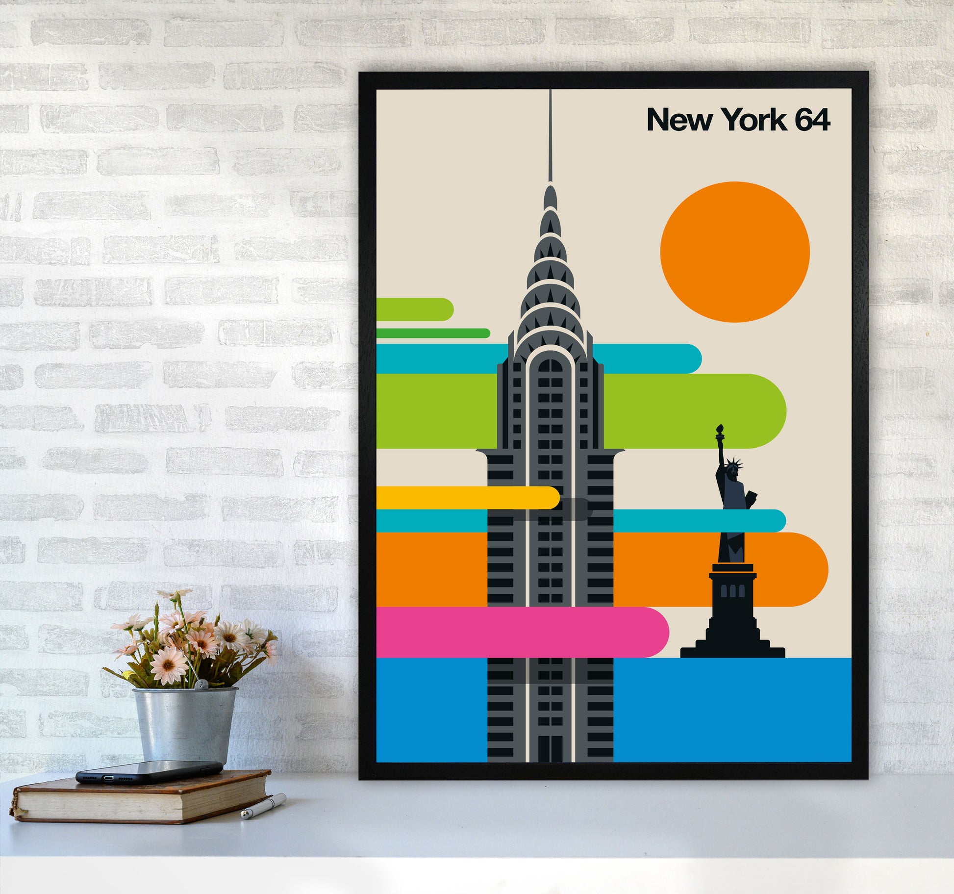 New York 64 Art Print by Bo Lundberg A1 White Frame