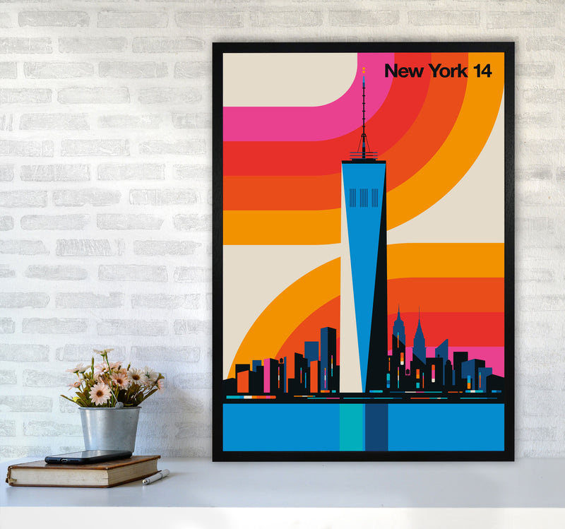 New York 14 Art Print by Bo Lundberg A1 White Frame