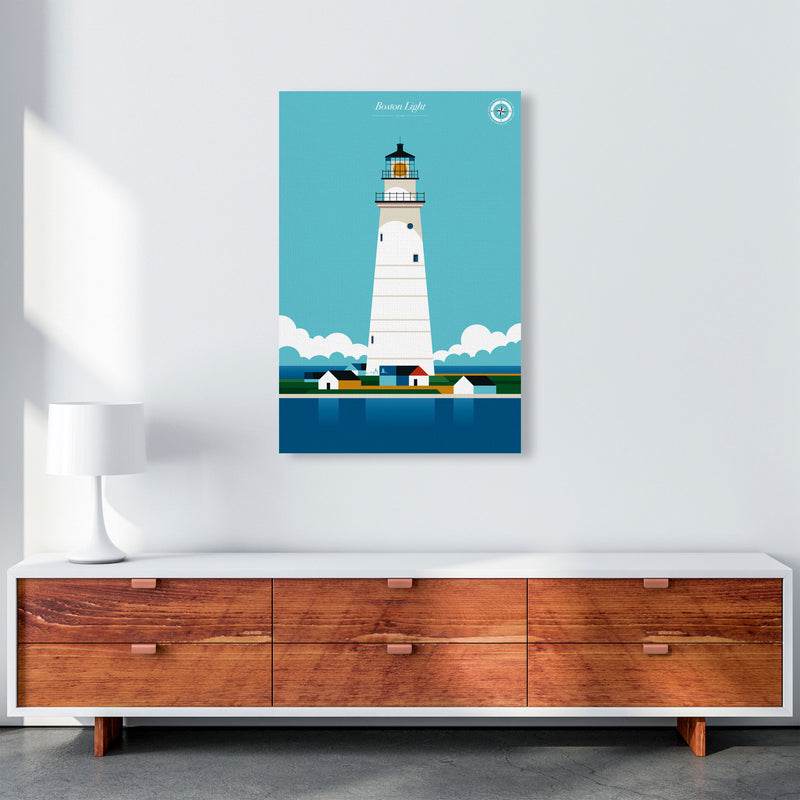 Boston Light Art Print by Bo Lundberg A1 Canvas