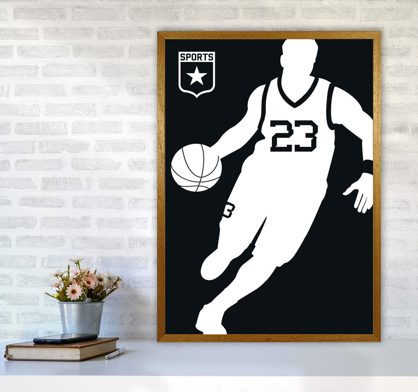 Basketball Black Art Print by Bo Lundberg A1 Print Only
