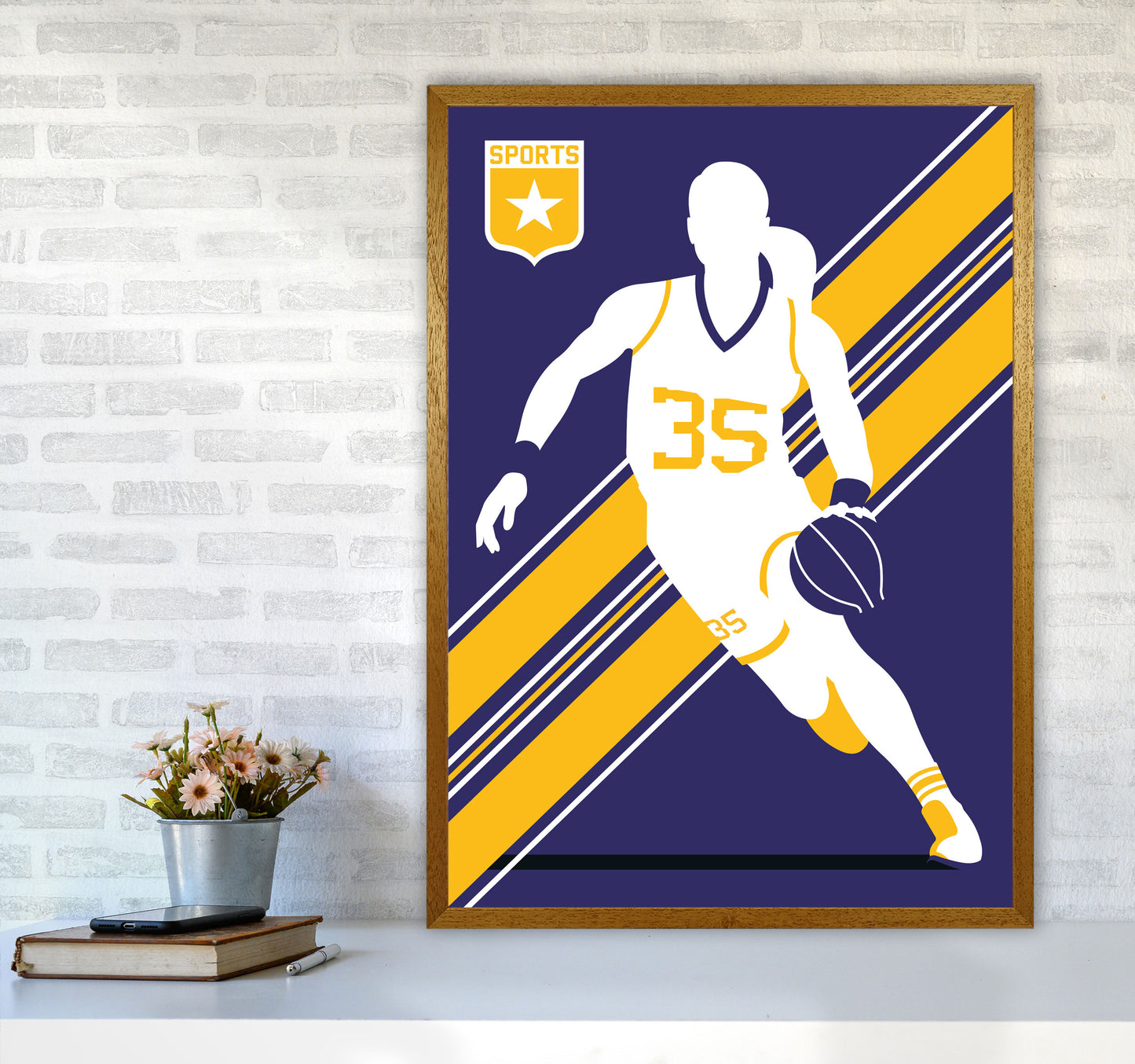 Basketball Blue Art Print by Bo Lundberg A1 Print Only