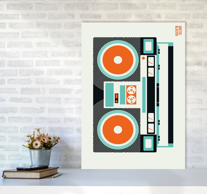 Icons Ghetto Blaster Art Print by Bo Lundberg A1 Black Frame