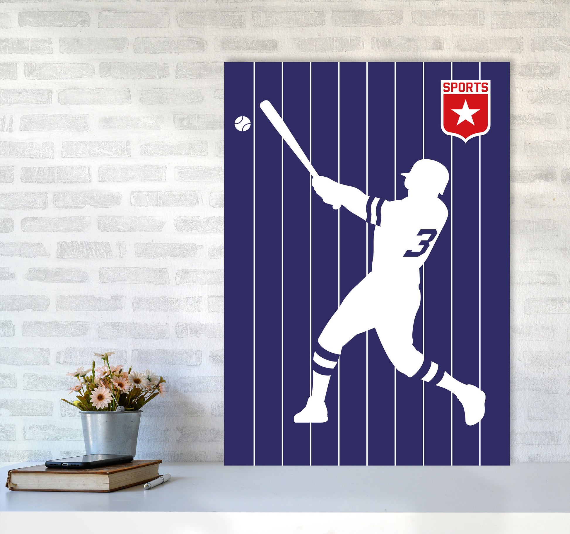 Baseball Art Print by Bo Lundberg A1 Black Frame