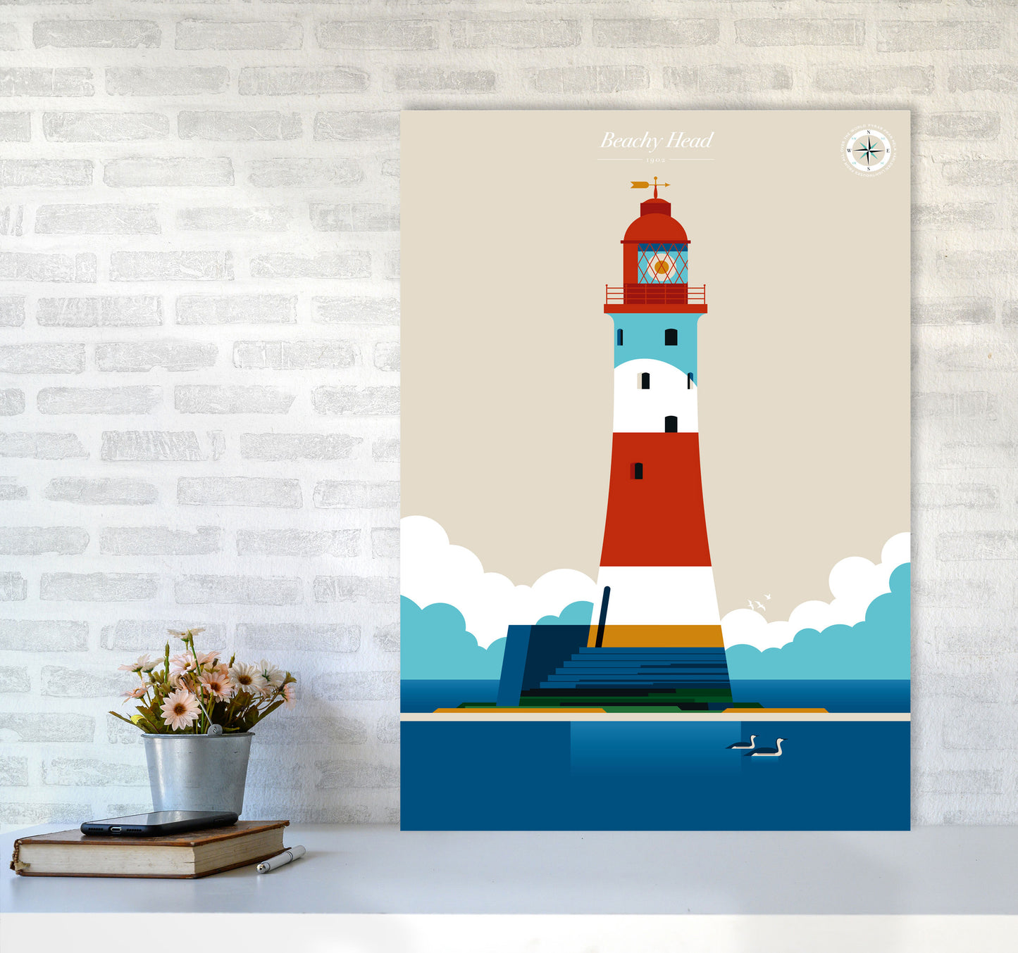Beachy Head Art Print by Bo Lundberg A1 Black Frame