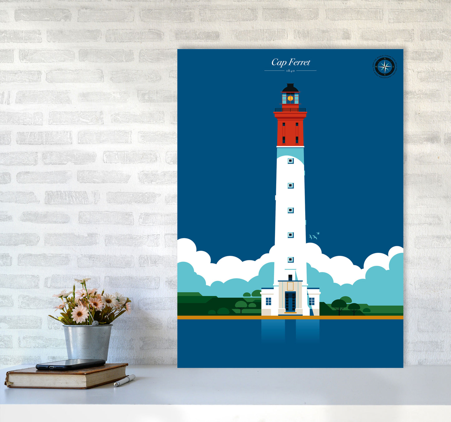 Cap Ferret Art Print by Bo Lundberg A1 Black Frame