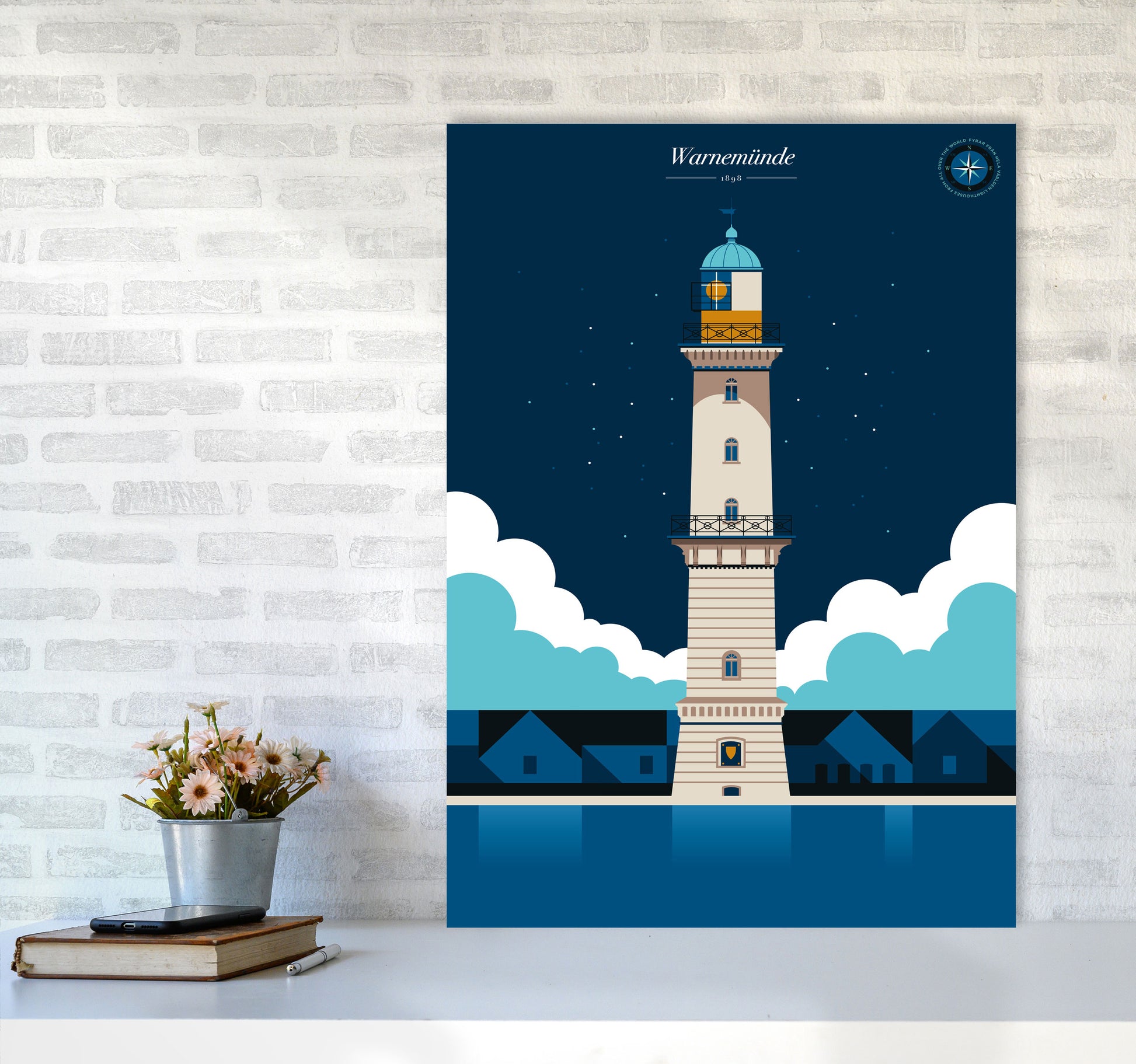 Warnemünde Art Print by Bo Lundberg A1 Black Frame