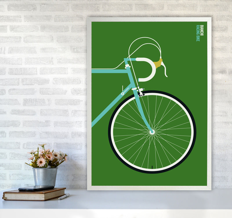 Icons Bianchi Front Art Print by Bo Lundberg A1 Oak Frame