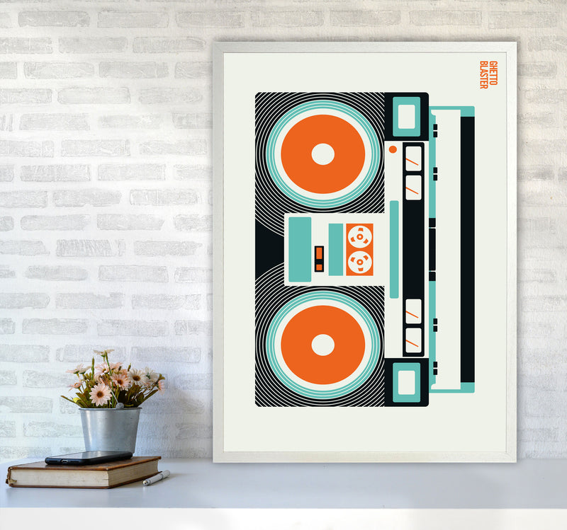 Icons Ghetto Blaster Art Print by Bo Lundberg A1 Oak Frame