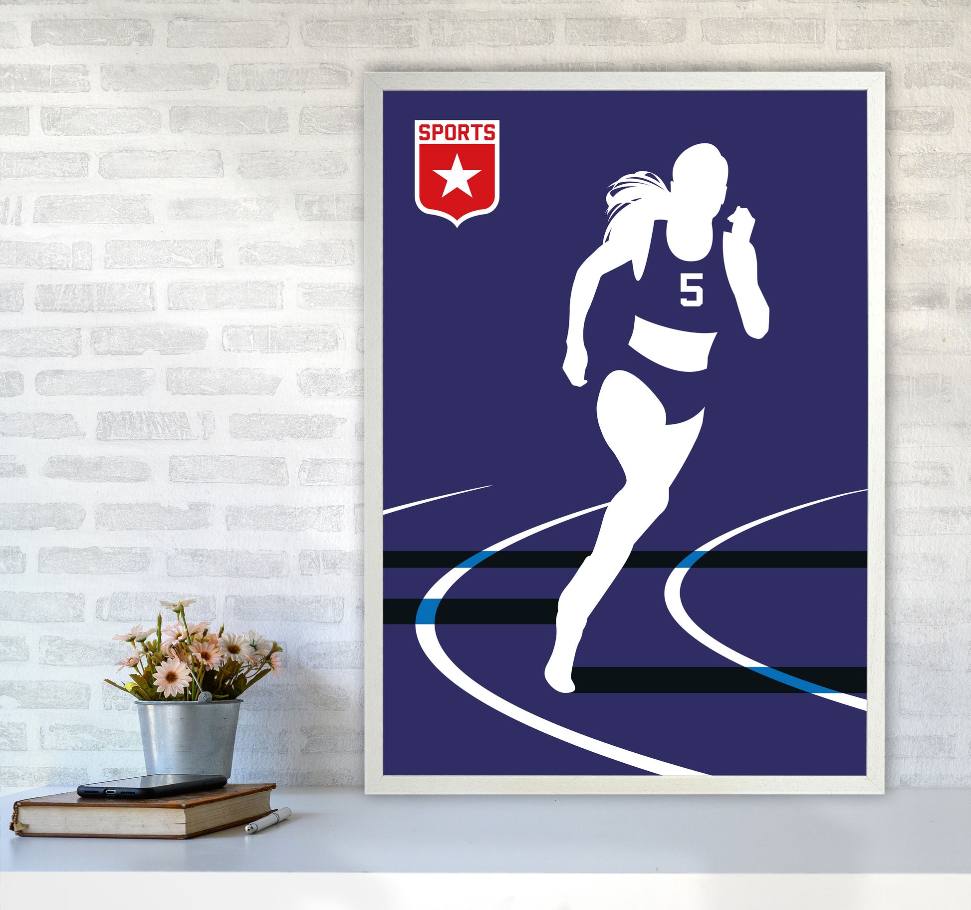 Runner Art Print by Bo Lundberg A1 Oak Frame
