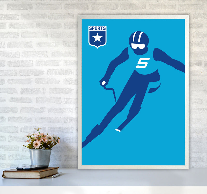 Slalom Art Print by Bo Lundberg A1 Oak Frame