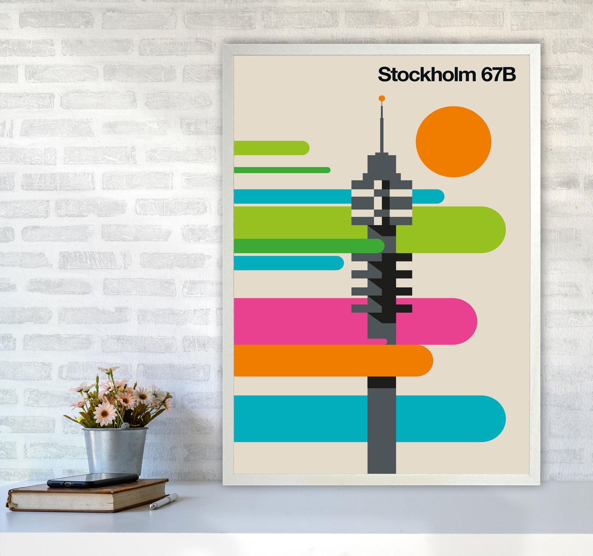 Stockholm 67B Art Print by Bo Lundberg A1 Oak Frame