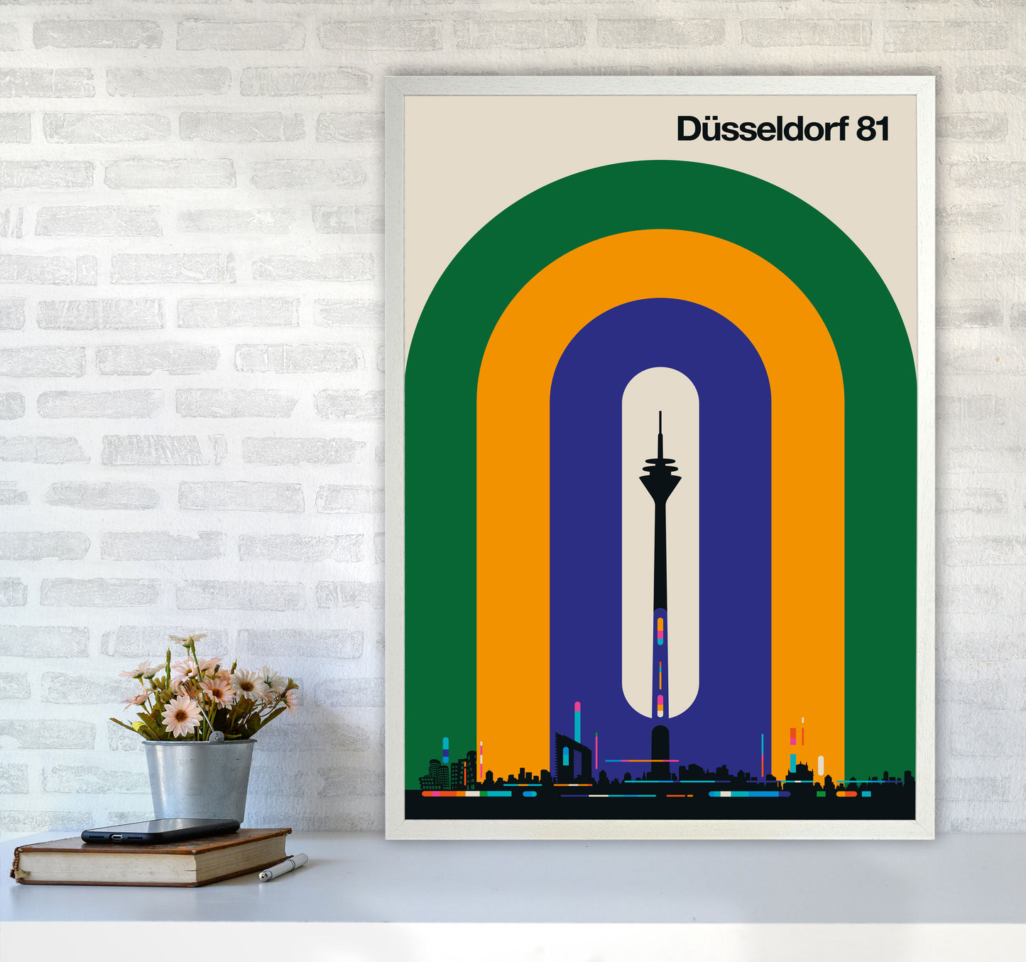 Düsseldorf 81 Art Print by Bo Lundberg A1 Oak Frame