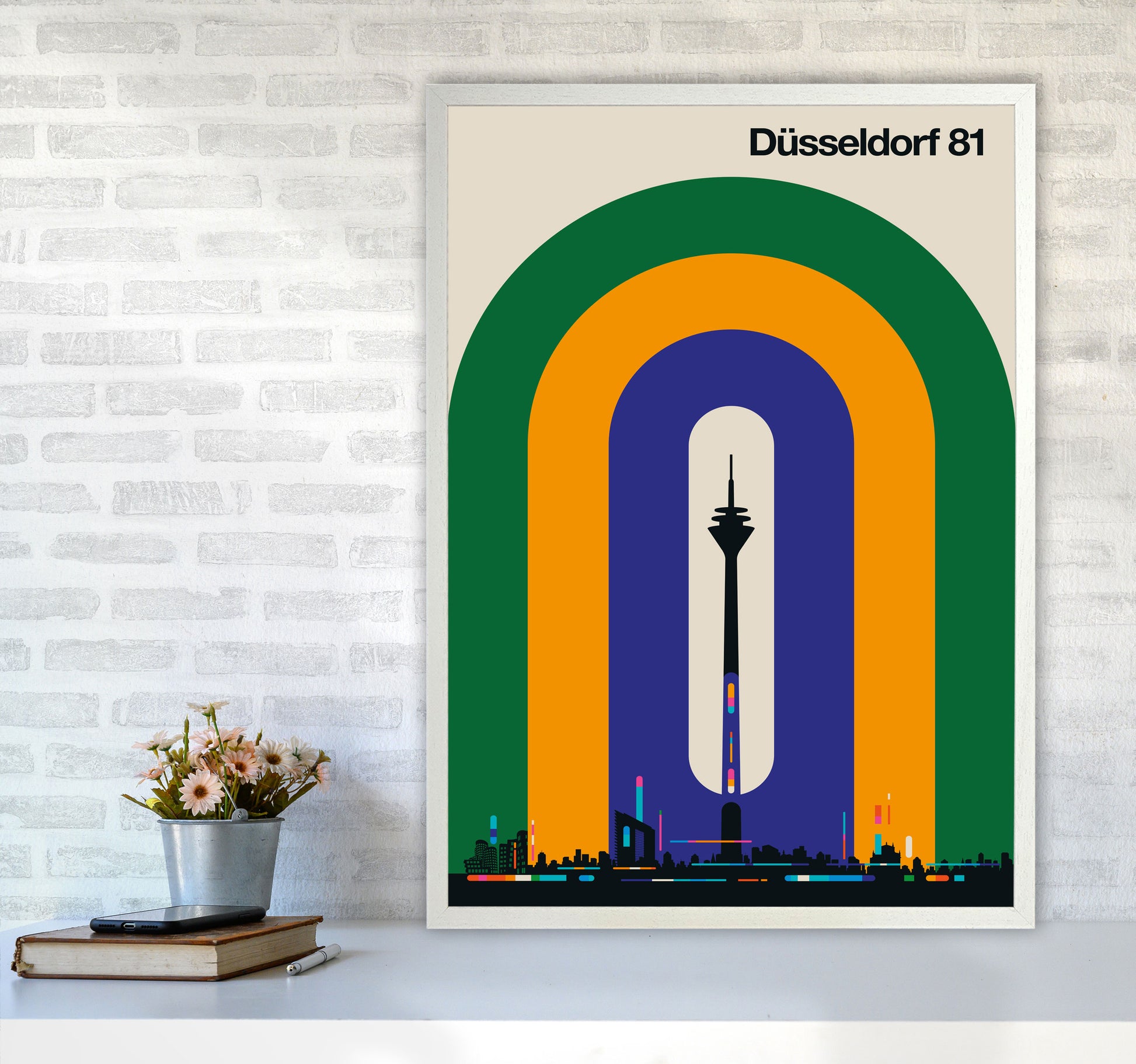 Düsseldorf 81 Art Print by Bo Lundberg A1 Oak Frame