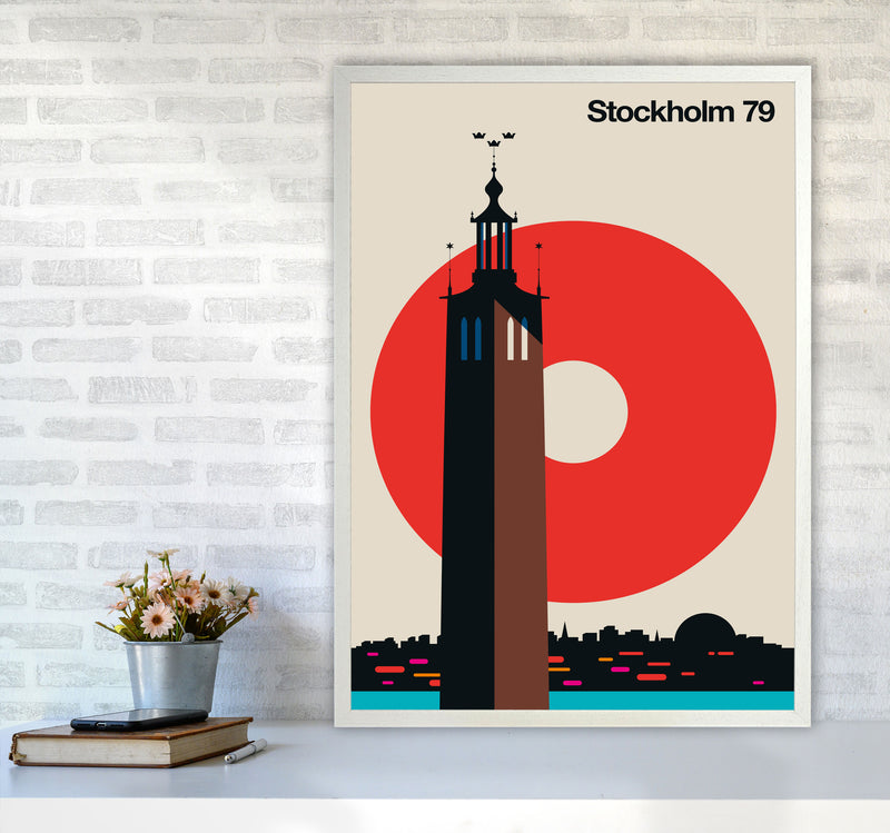 Stockholm 79 Art Print by Bo Lundberg A1 Oak Frame