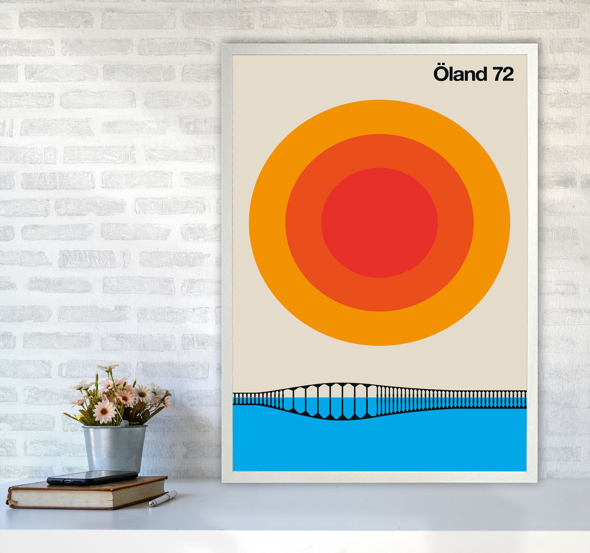 Öland 72 Art Print by Bo Lundberg A1 Oak Frame