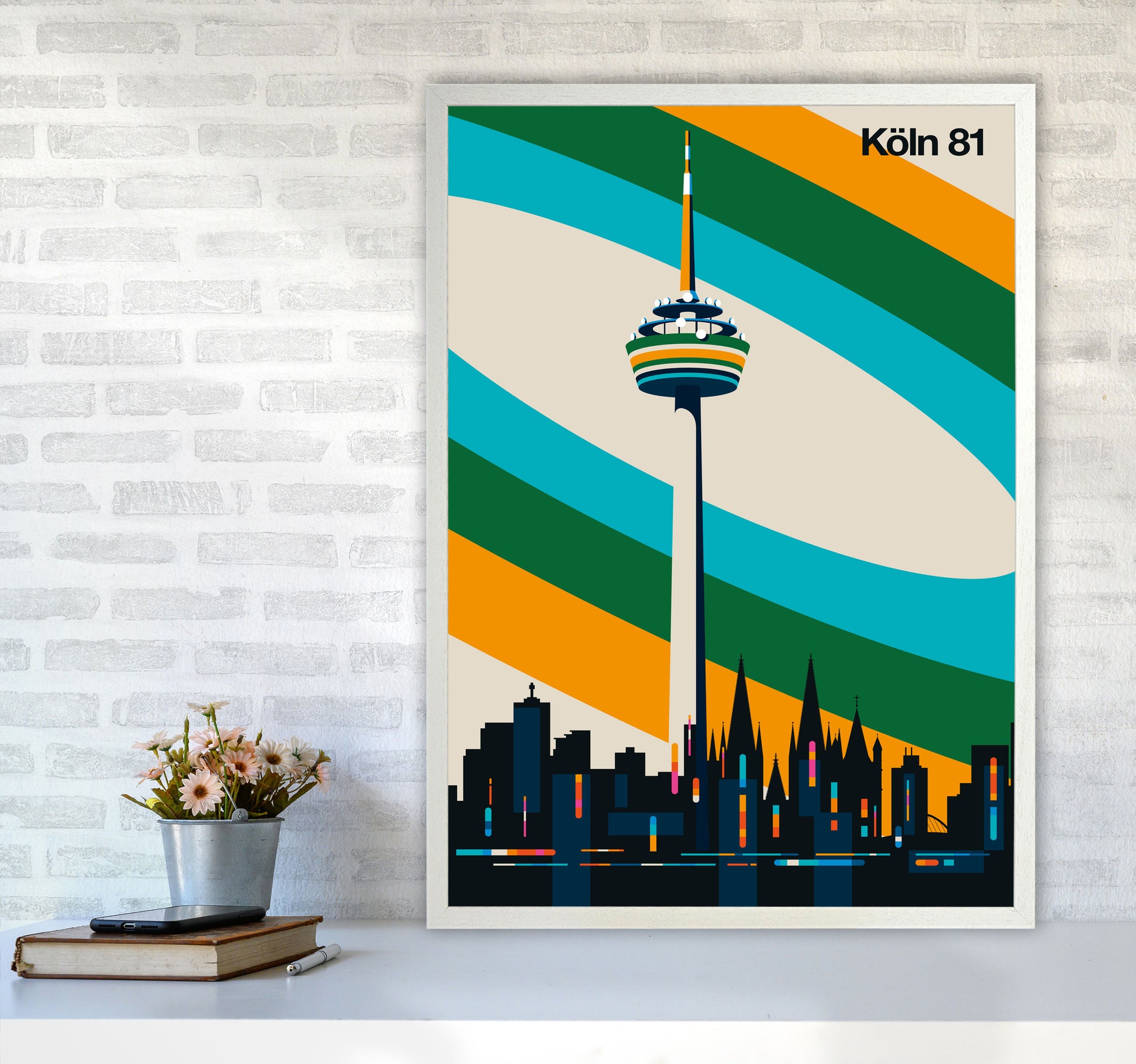 Köln 81 Art Print by Bo Lundberg A1 Oak Frame