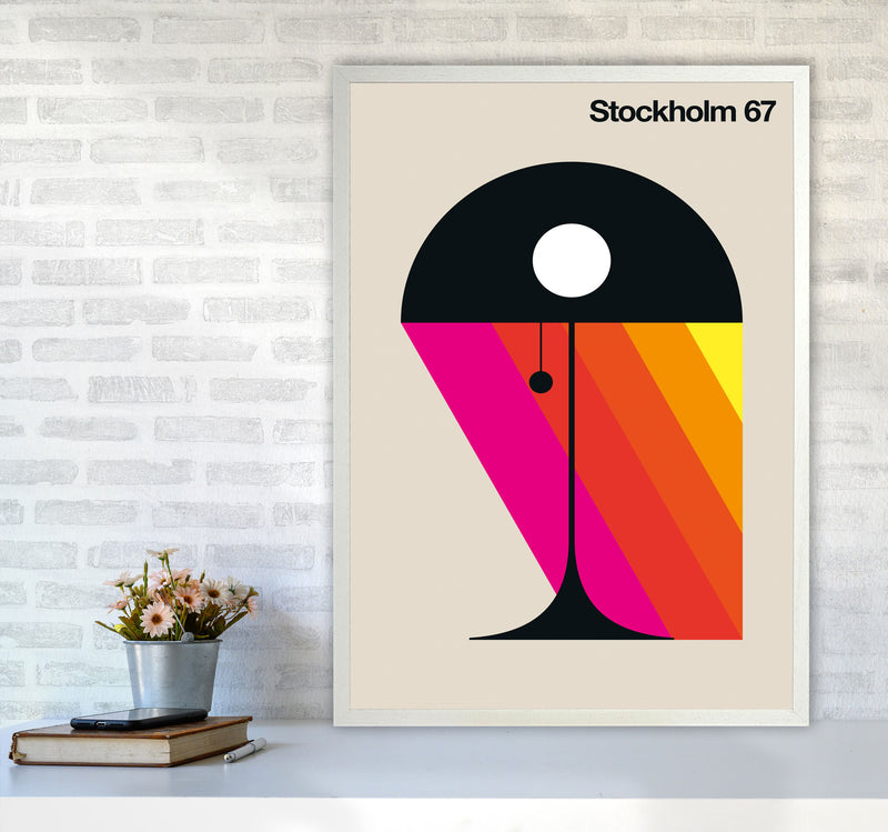 Stockholm 67 Art Print by Bo Lundberg A1 Oak Frame