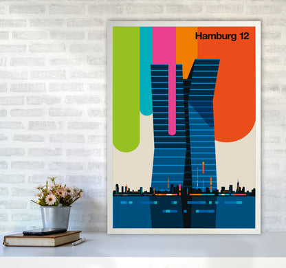 Hamburg 12 Art Print by Bo Lundberg A1 Oak Frame