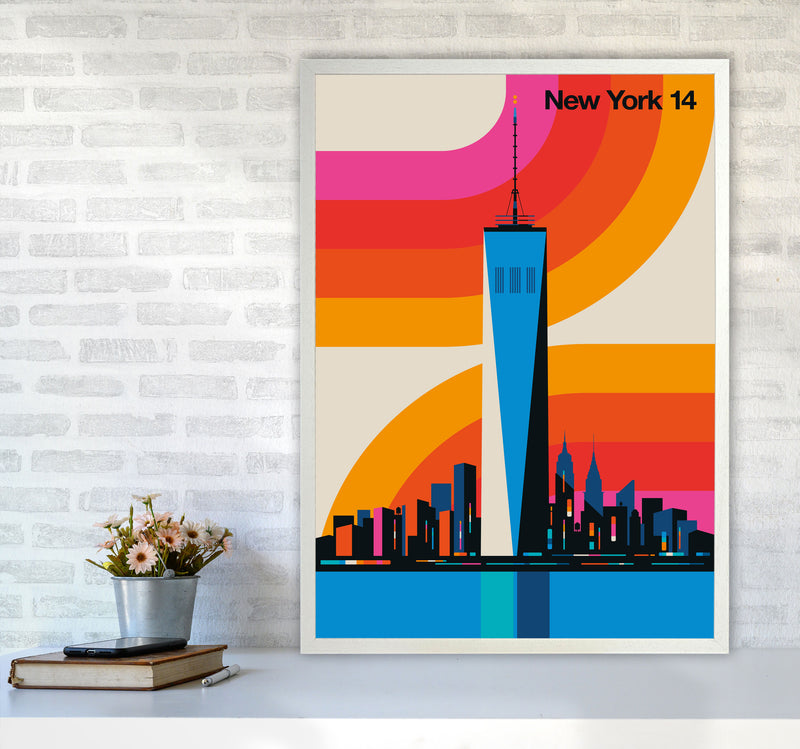 New York 14 Art Print by Bo Lundberg A1 Oak Frame