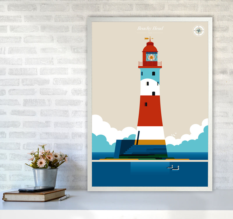 Beachy Head Art Print by Bo Lundberg A1 Oak Frame