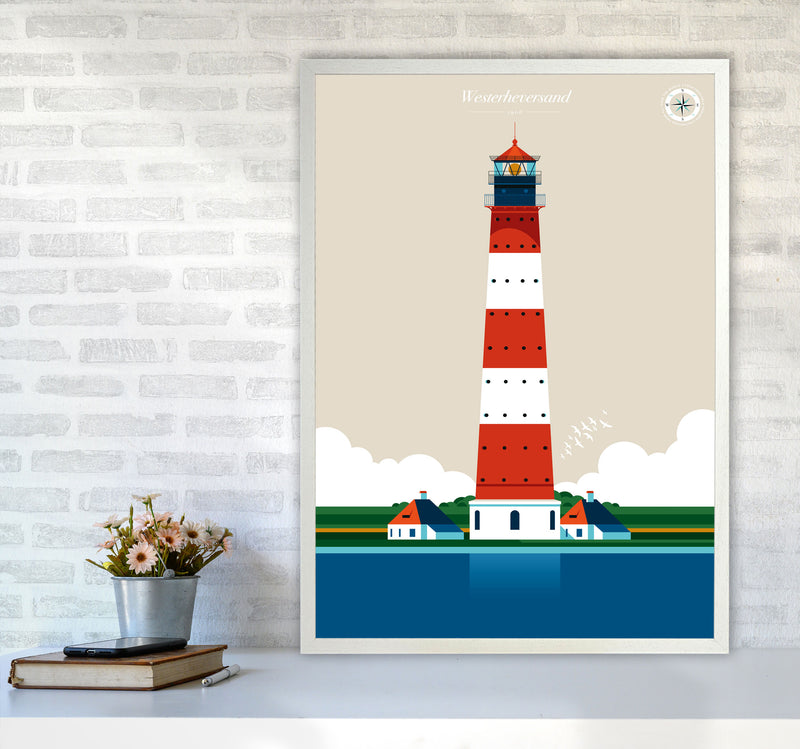 Westerheversand Art Print by Bo Lundberg A1 Oak Frame