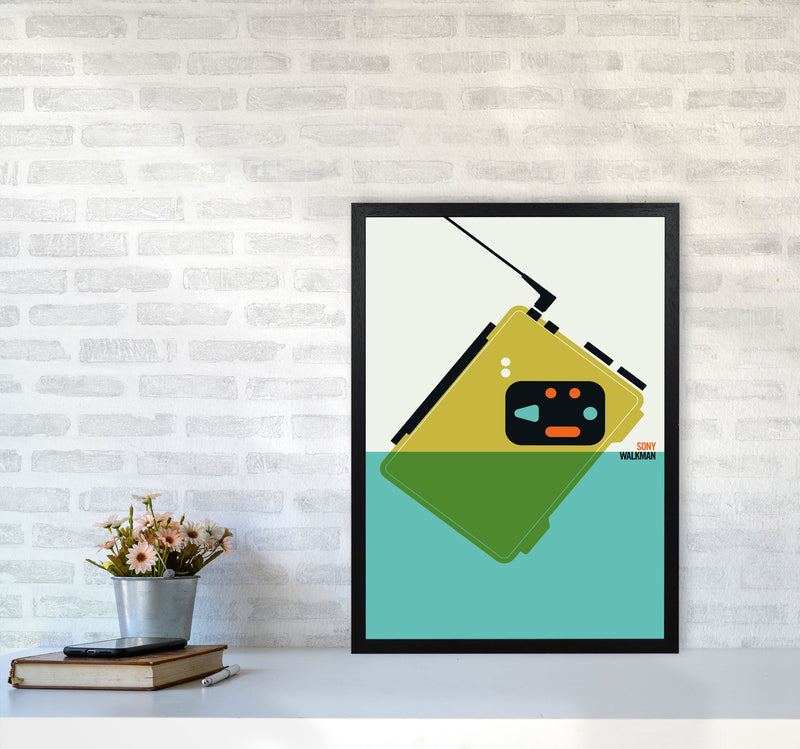 Icons Walkman Art Print by Bo Lundberg A2 White Frame