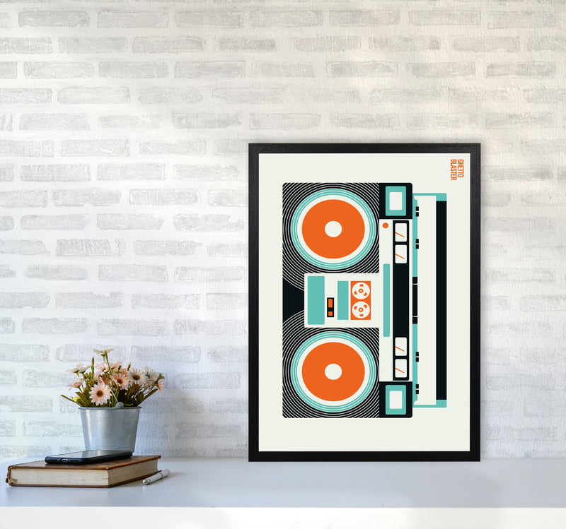 Icons Ghetto Blaster Art Print by Bo Lundberg A2 White Frame