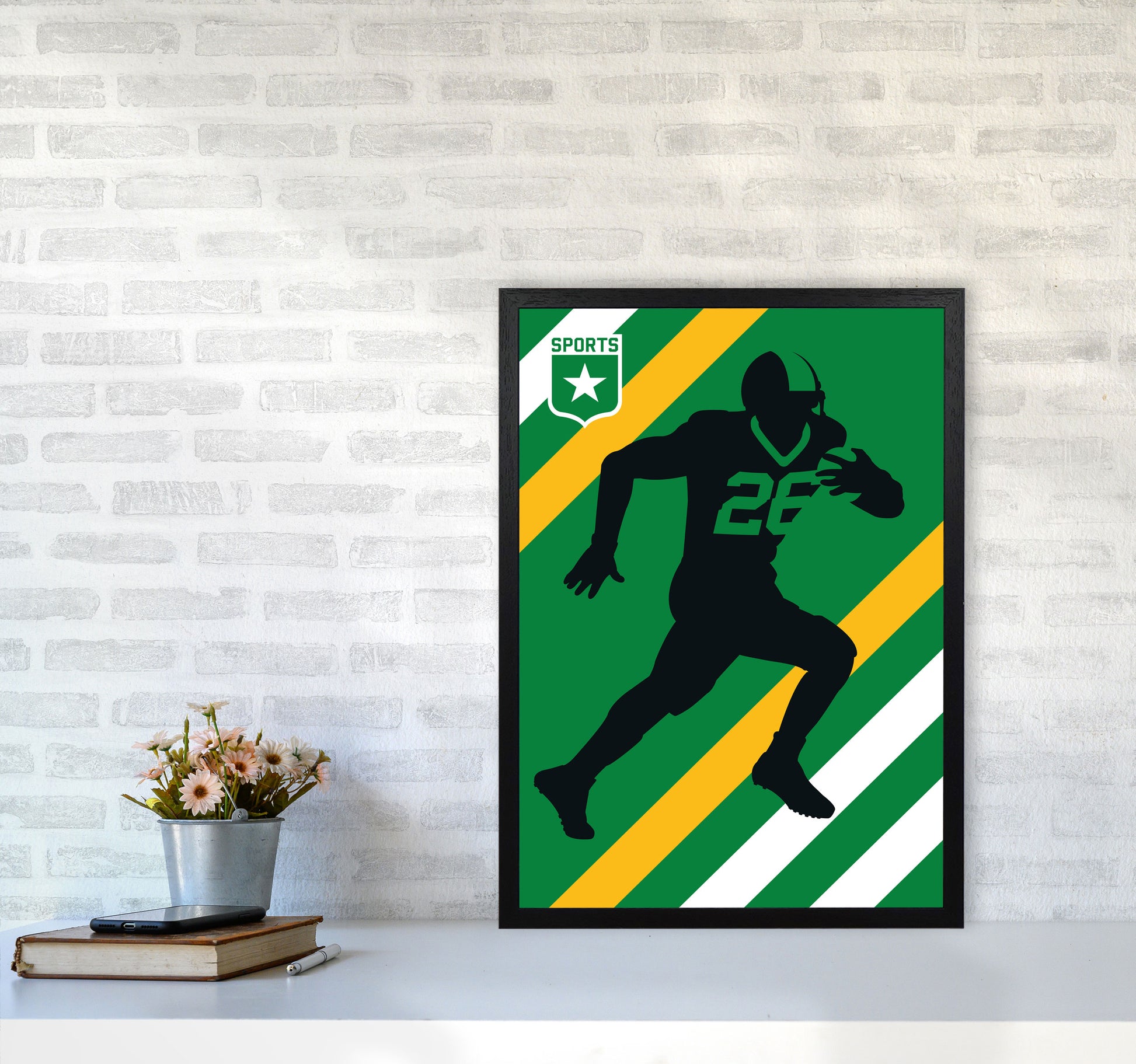 American Football Art Print by Bo Lundberg A2 White Frame