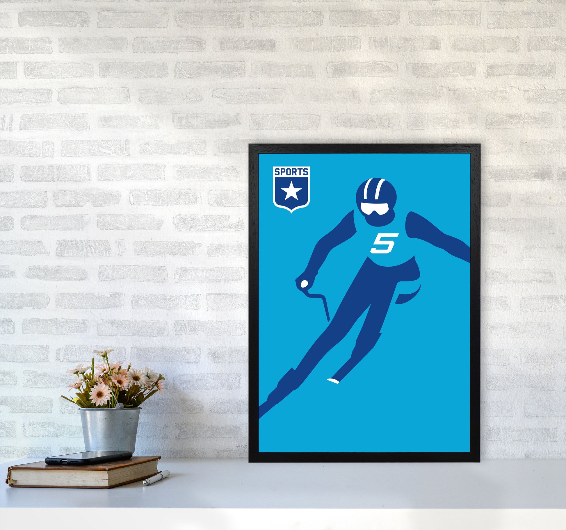 Slalom Art Print by Bo Lundberg A2 White Frame