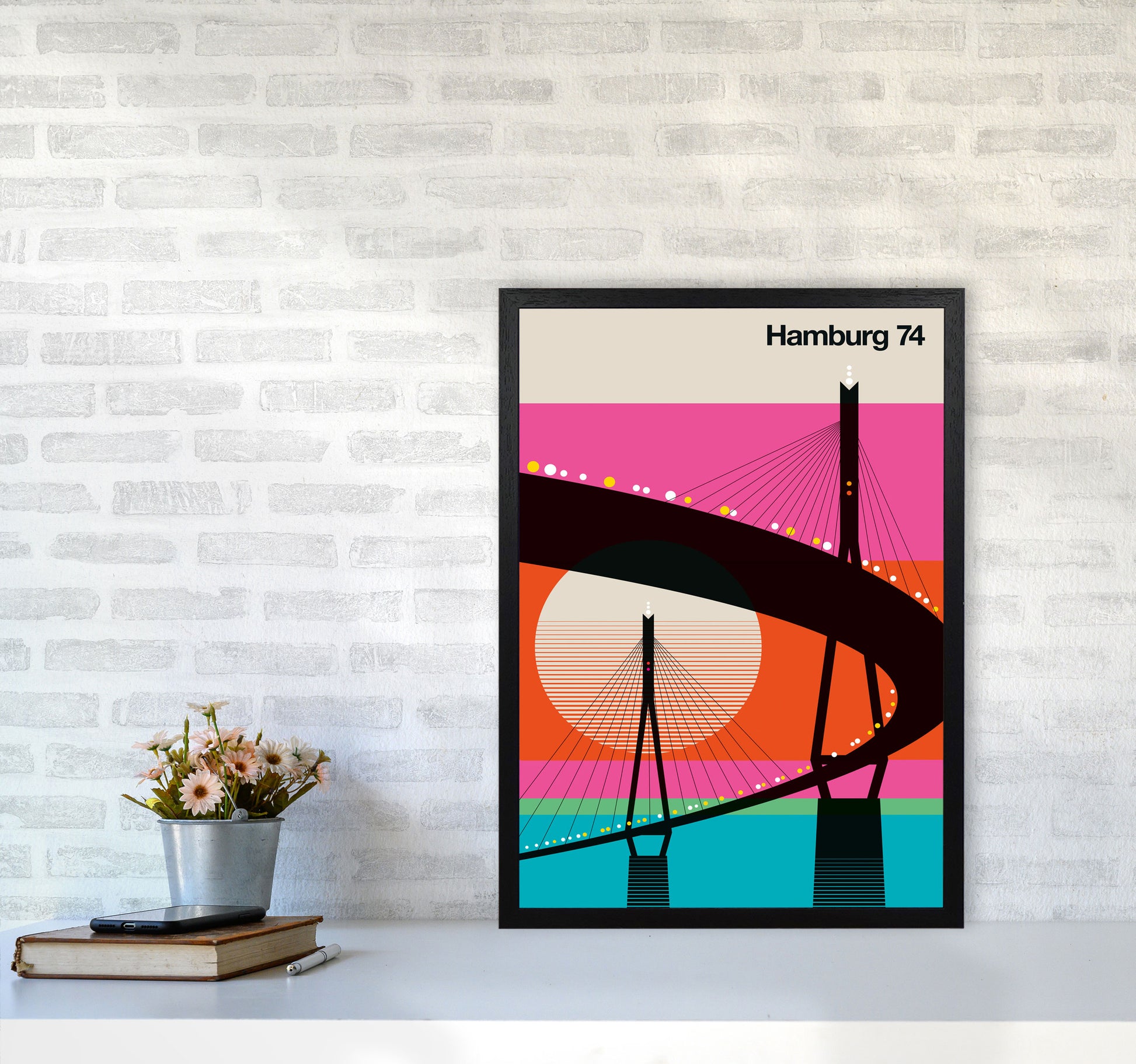 Hamburg 74 Art Print by Bo Lundberg A2 White Frame