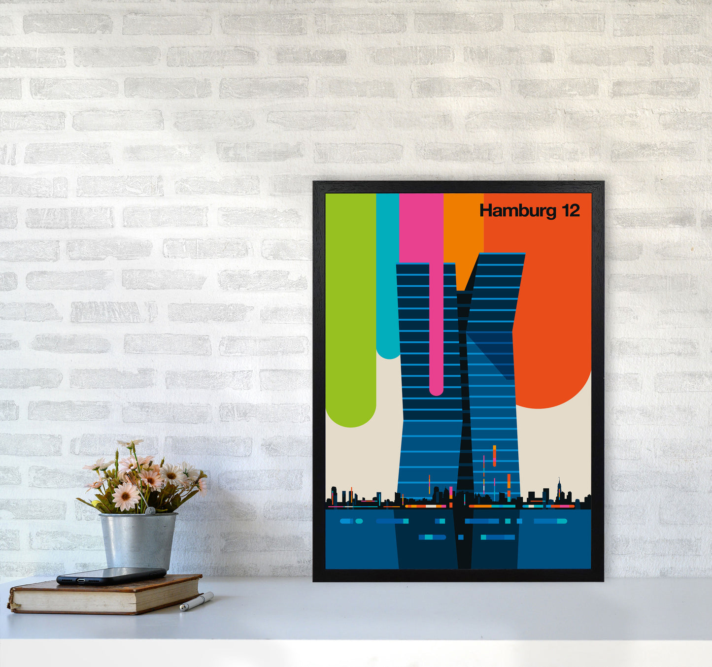 Hamburg 12 Art Print by Bo Lundberg A2 White Frame