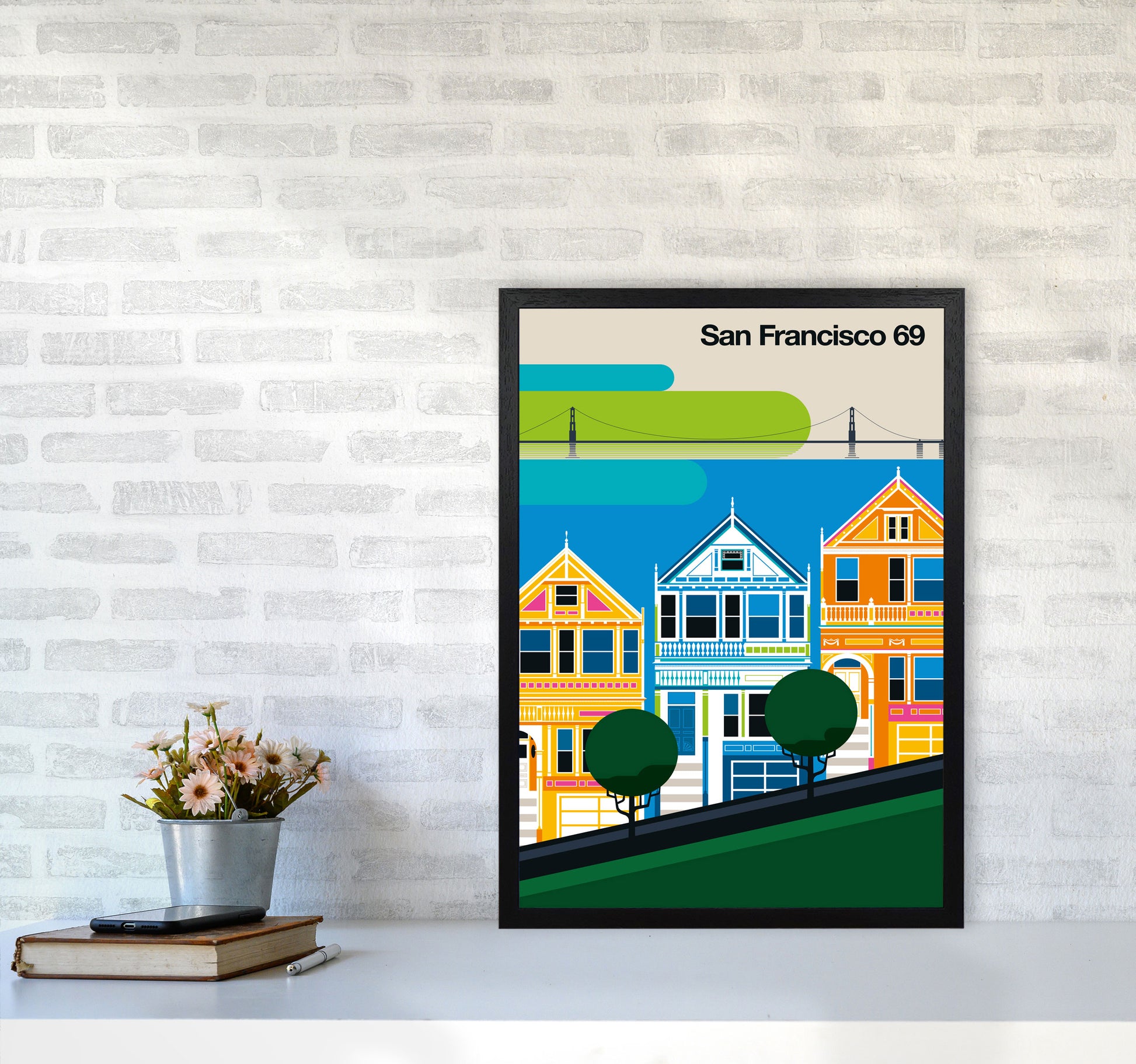 San Francisco 69 Art Print by Bo Lundberg A2 White Frame