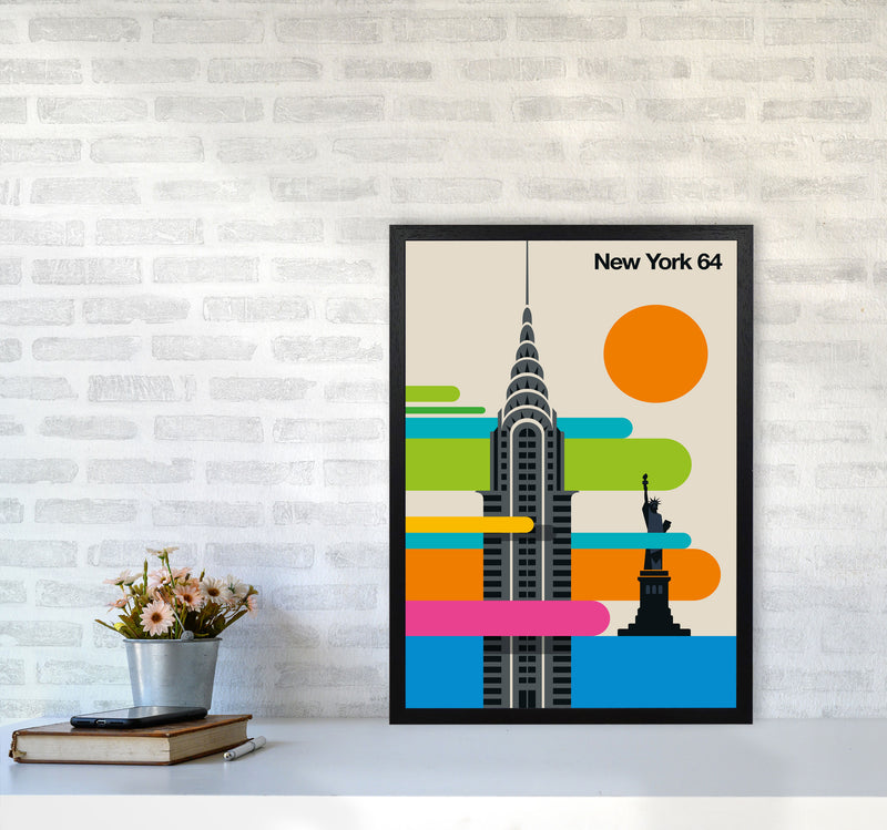 New York 64 Art Print by Bo Lundberg A2 White Frame