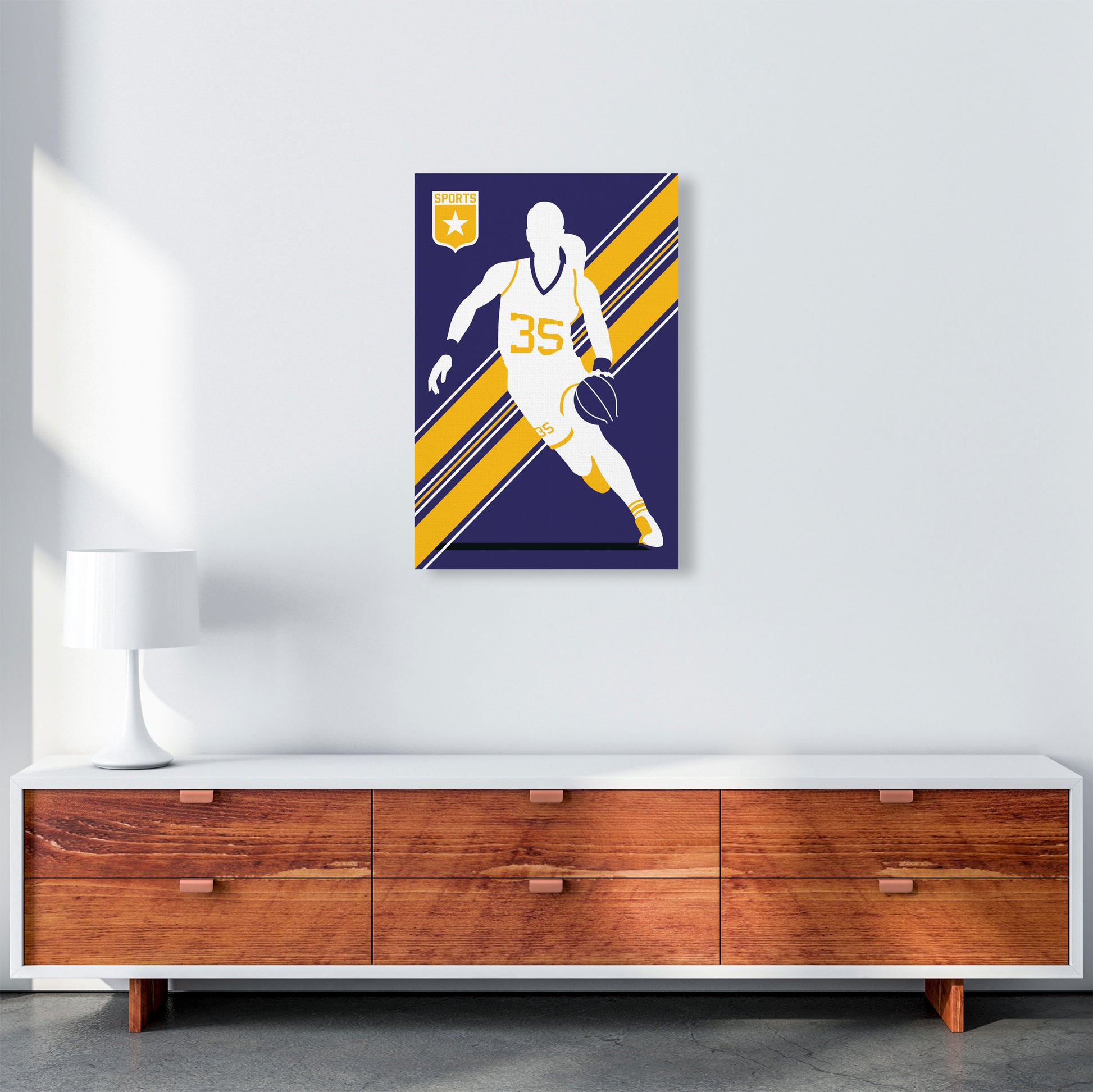 Basketball Blue Art Print by Bo Lundberg A2 Canvas