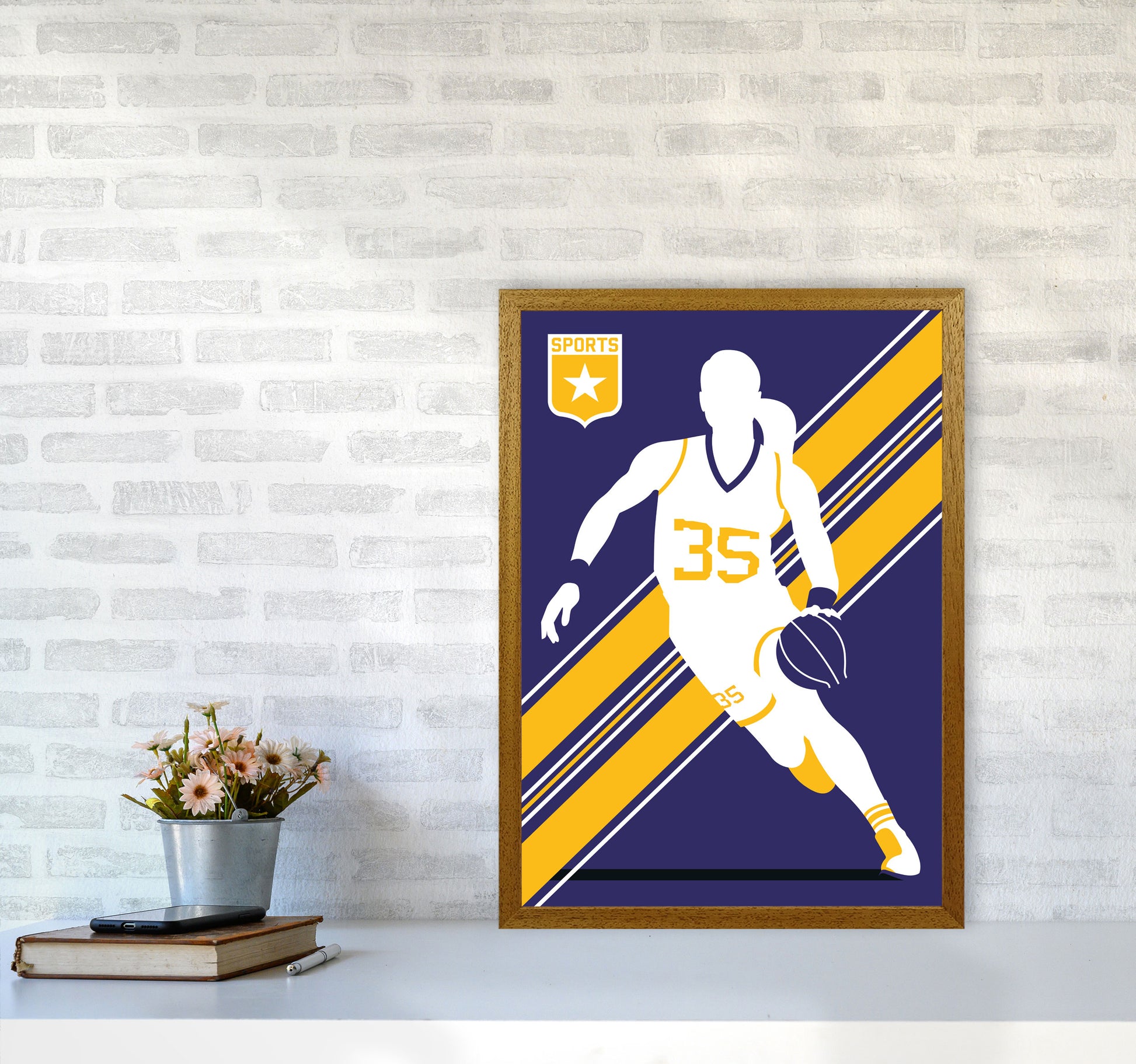 Basketball Blue Art Print by Bo Lundberg A2 Print Only