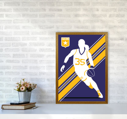 Basketball Blue Art Print by Bo Lundberg A2 Print Only
