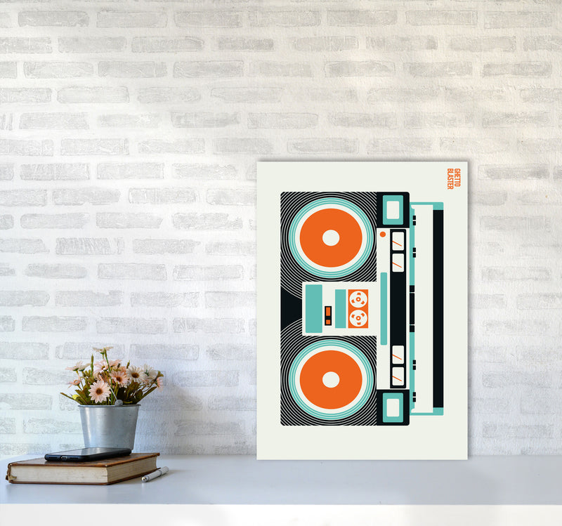 Icons Ghetto Blaster Art Print by Bo Lundberg A2 Black Frame