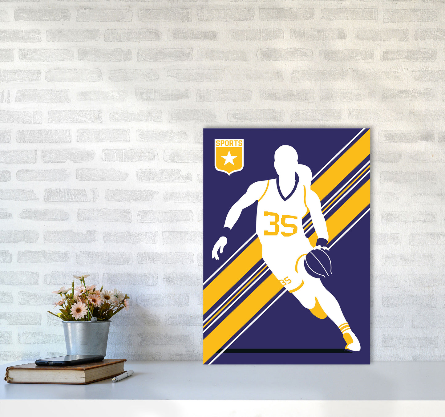 Basketball Blue Art Print by Bo Lundberg A2 Black Frame