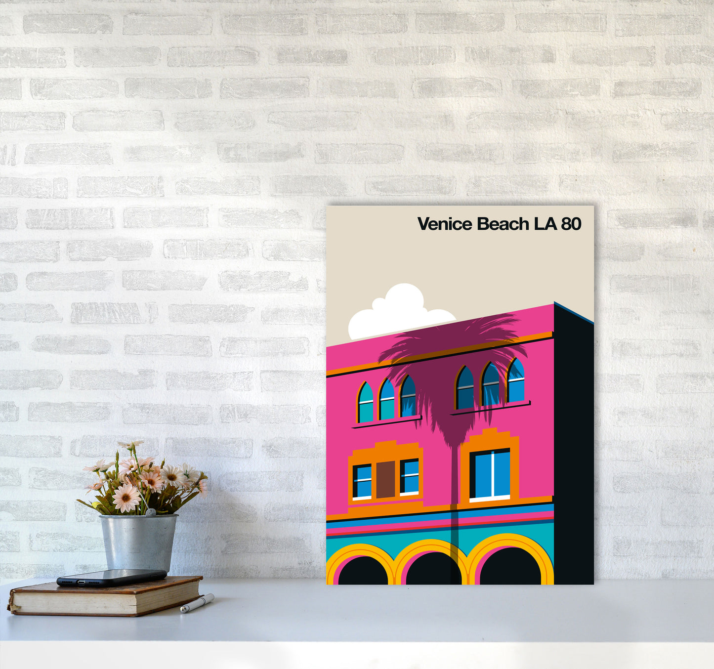 Venice Beach 80 Art Print by Bo Lundberg A2 Black Frame