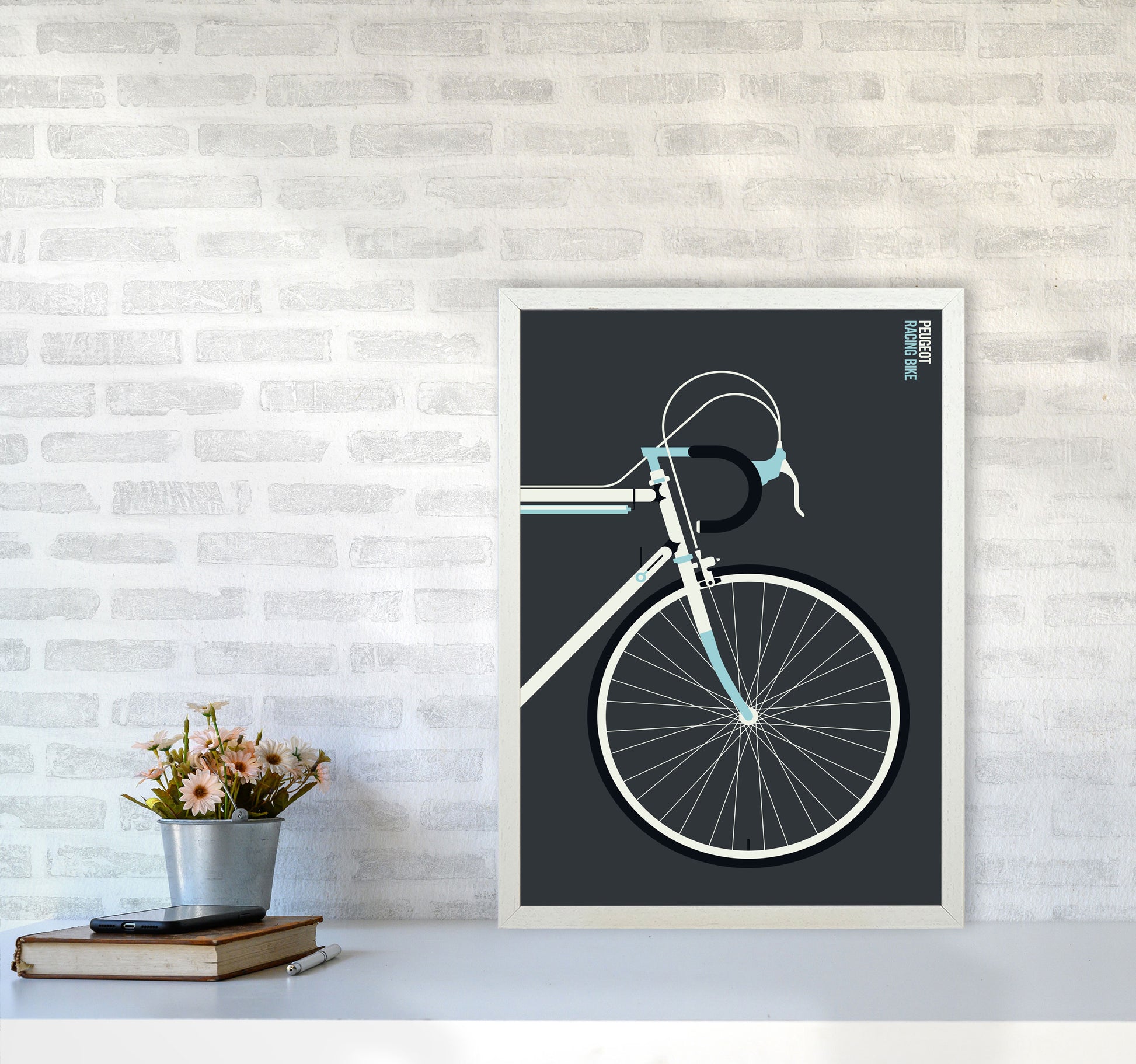 Peugeot front Art Print by Bo Lundberg A2 Oak Frame