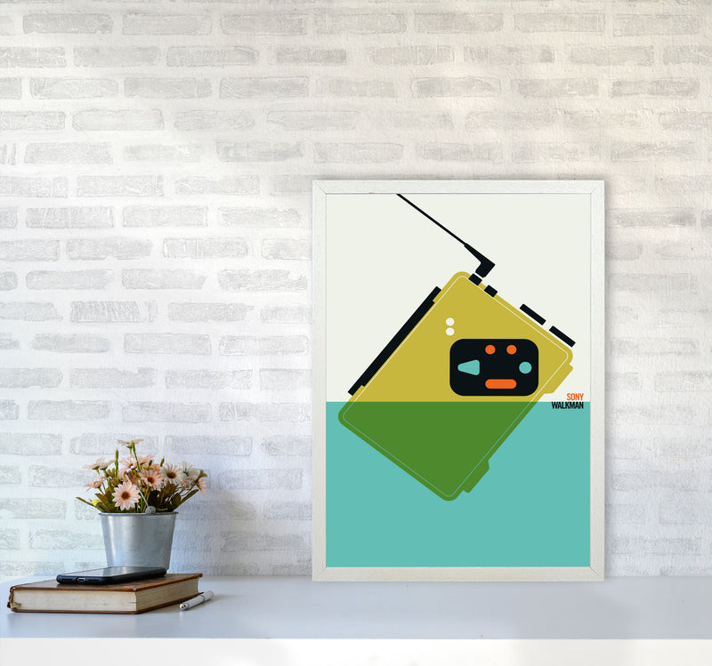 Icons Walkman Art Print by Bo Lundberg A2 Oak Frame