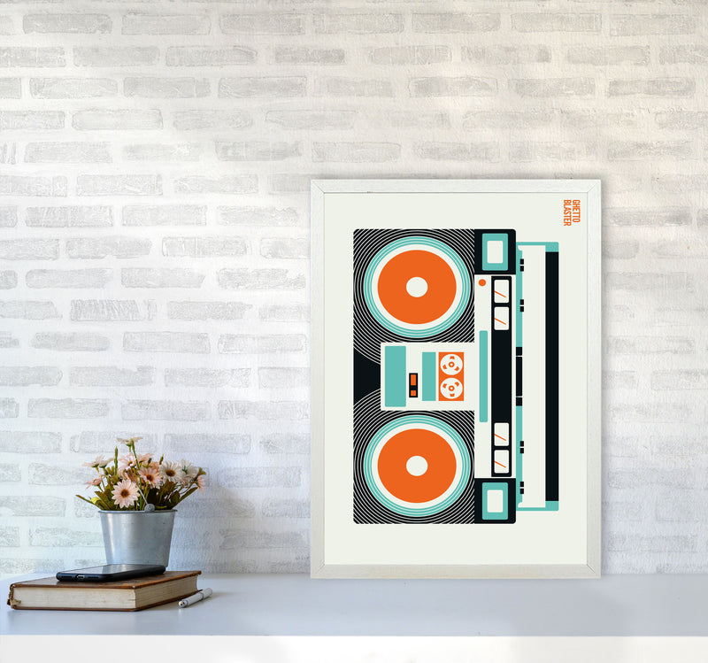 Icons Ghetto Blaster Art Print by Bo Lundberg A2 Oak Frame