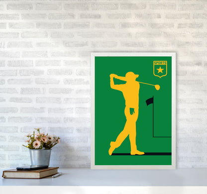 Golf Green Art Print by Bo Lundberg A2 Oak Frame