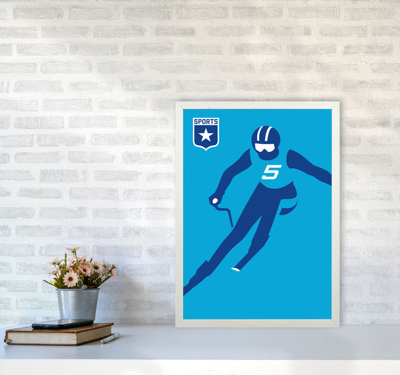 Slalom Art Print by Bo Lundberg A2 Oak Frame