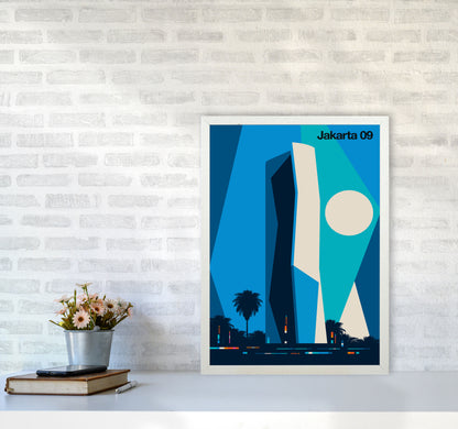 Jakarta 09 Art Print by Bo Lundberg A2 Oak Frame