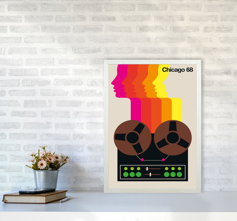 Chicago 68 Art Print by Bo Lundberg A2 Oak Frame