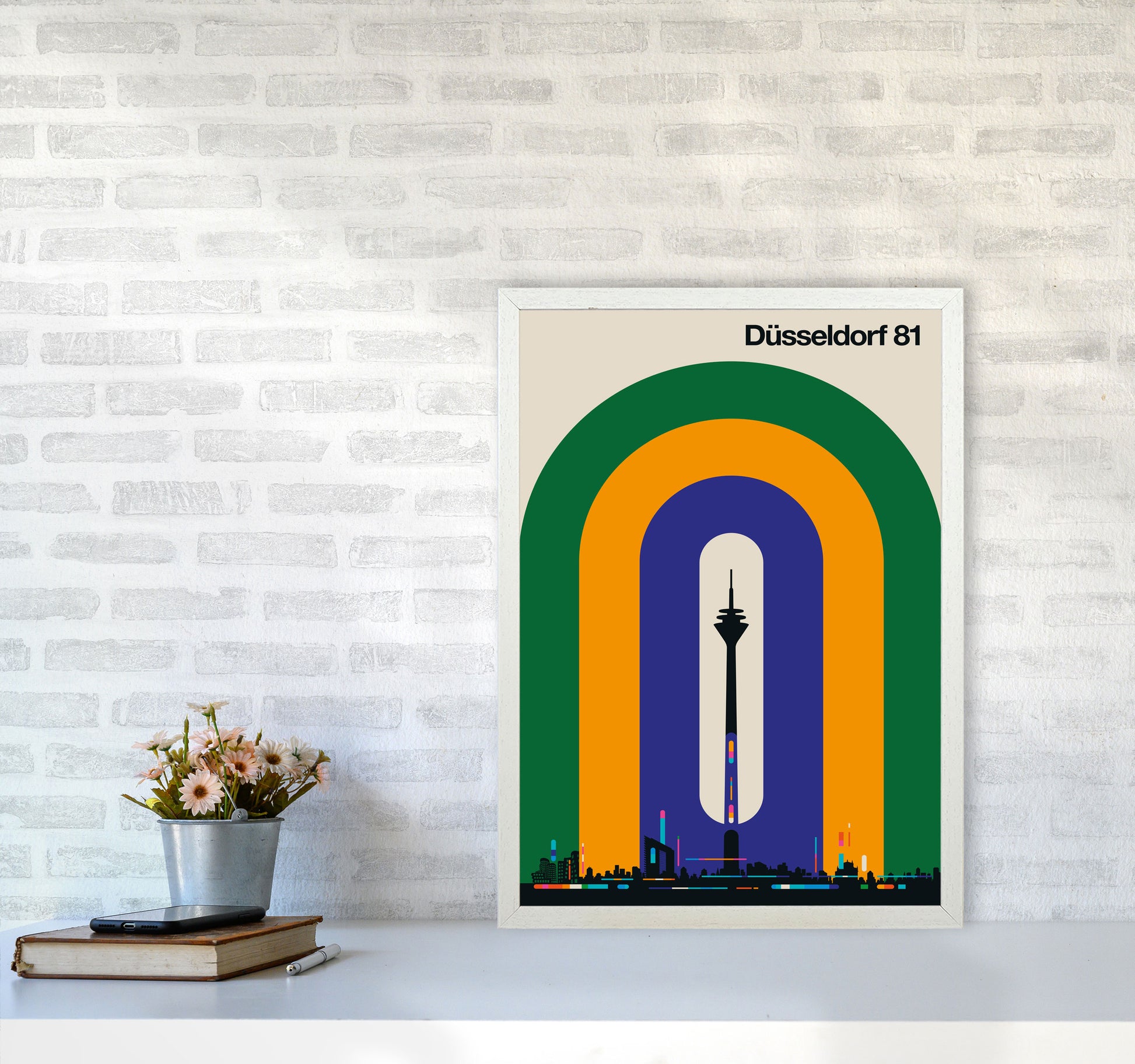 Düsseldorf 81 Art Print by Bo Lundberg A2 Oak Frame