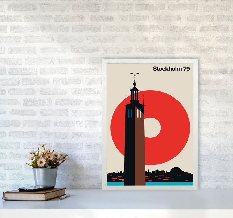 Stockholm 79 Art Print by Bo Lundberg A2 Oak Frame